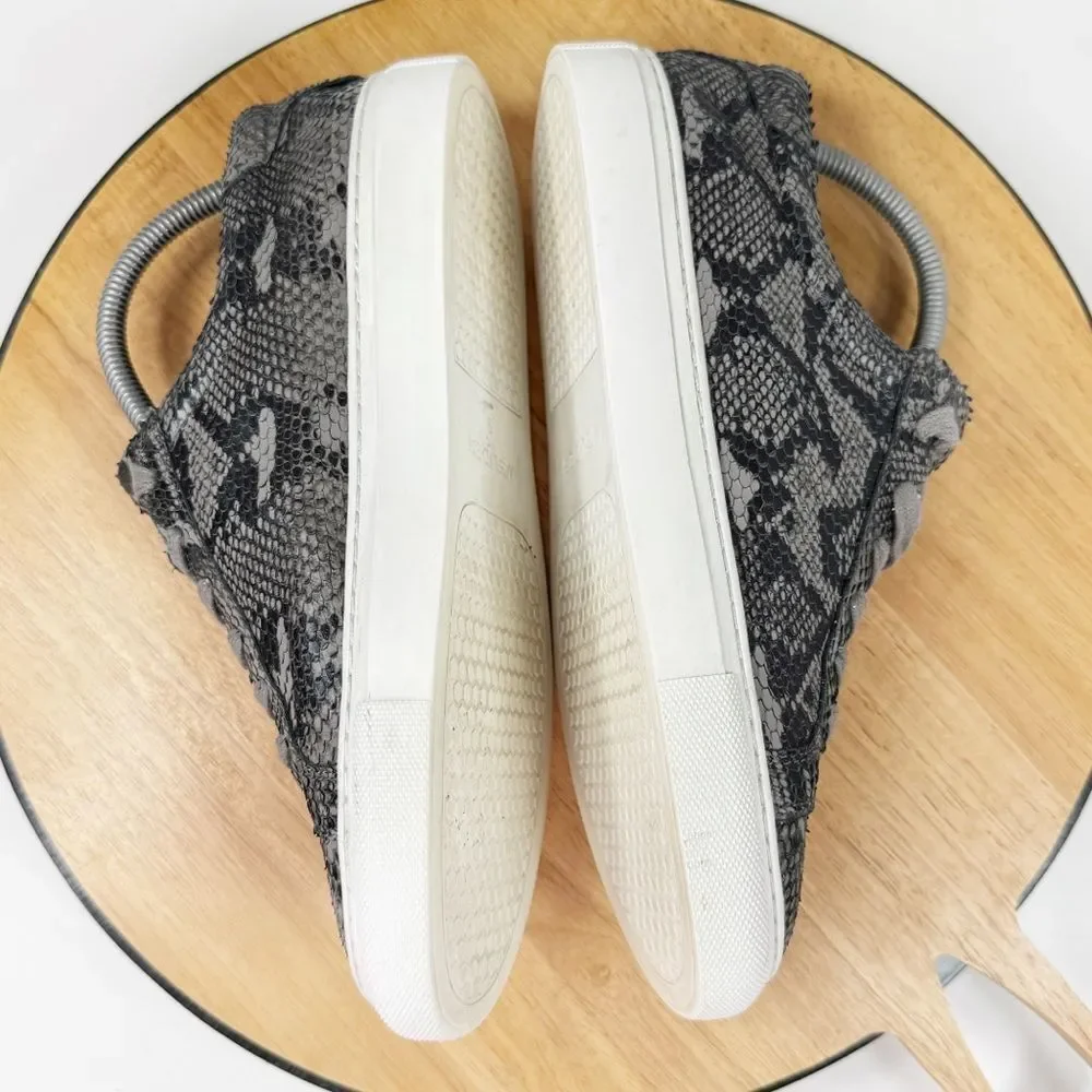 J/Slides Lacee Leather Snake‎ Lace Up Sneakers Dark Grey 9